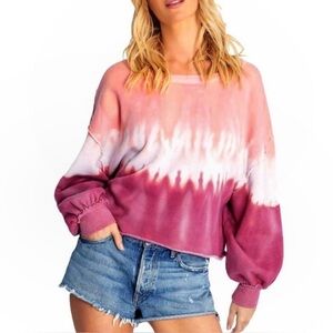 WILDFOX TIE DYE CROPPED OLIVIA CREWNECK SWEATSHIRT LARGE NEW NO TAGS